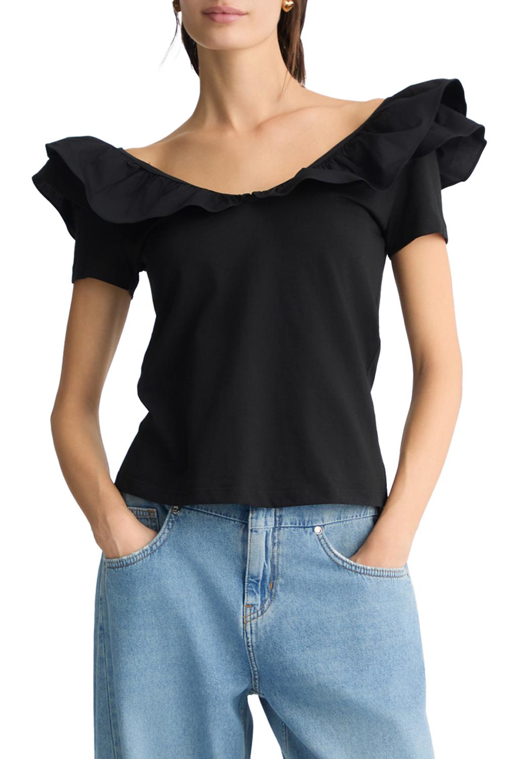  Liu Jo T-shirt Rouches Nero Woman - 5