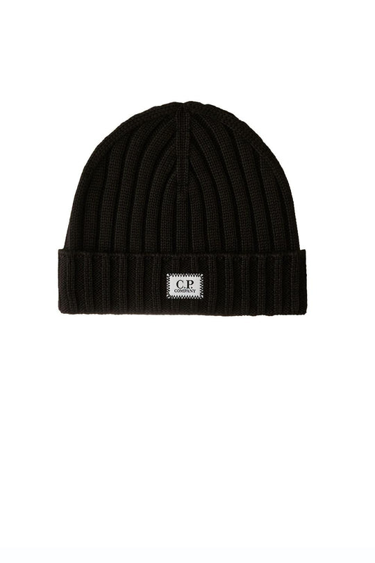 Cp Company Merino Wool Logo Beanie