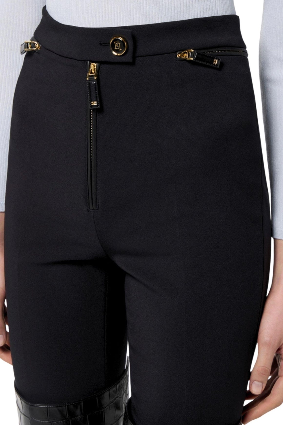  Elisabetta Franchi Pantaloni In Doppio Crêpe Colore Nero Woman - 3