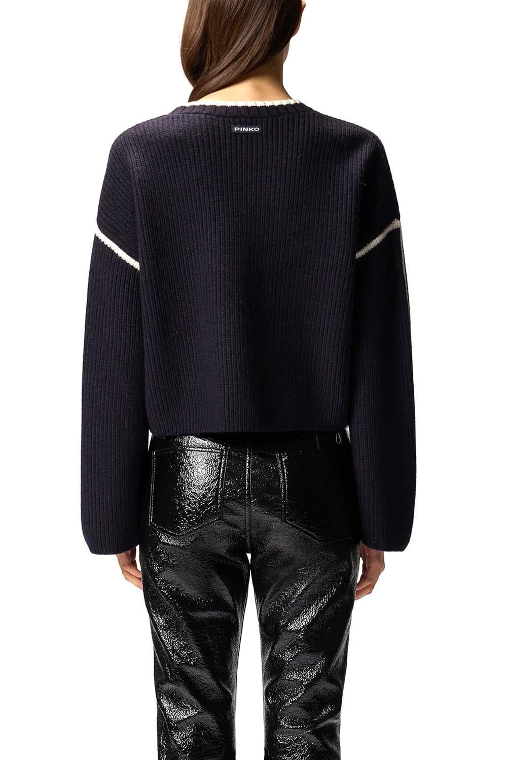  Pinko Maglione Alicudi Blu Bianco Woman - 3