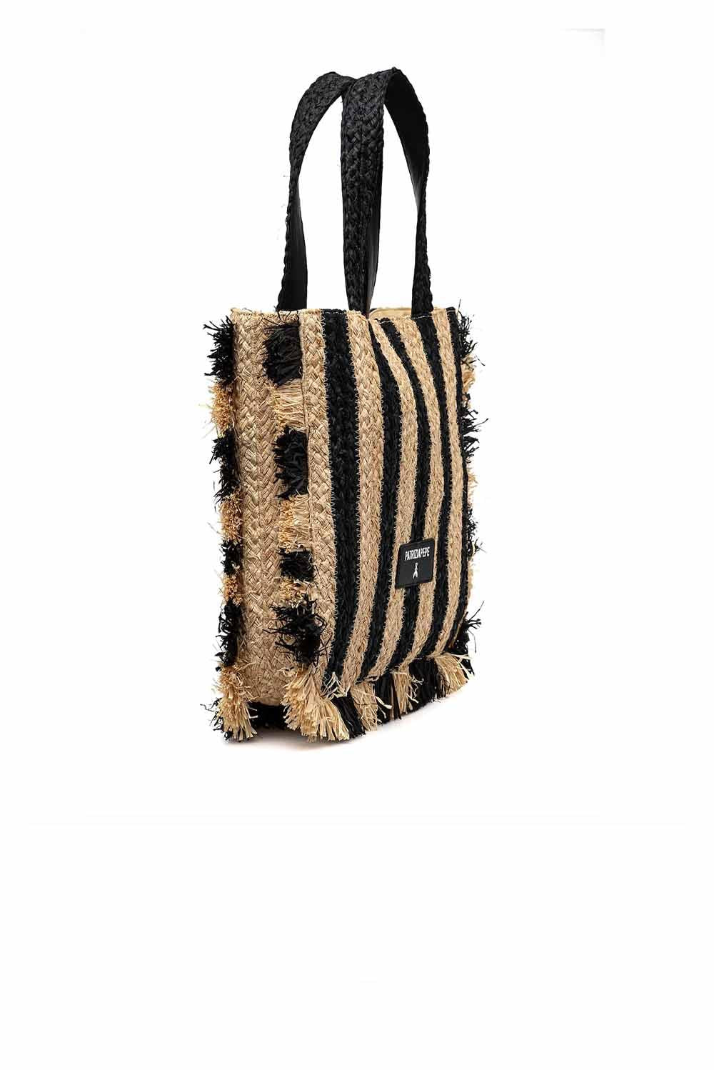  Patrizia Pepe Borsa In Paglia Sand Black Woman - 2