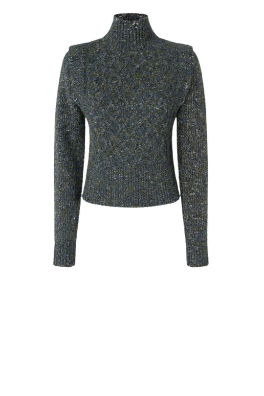 Dolcevita in maglia a trecce multicolor