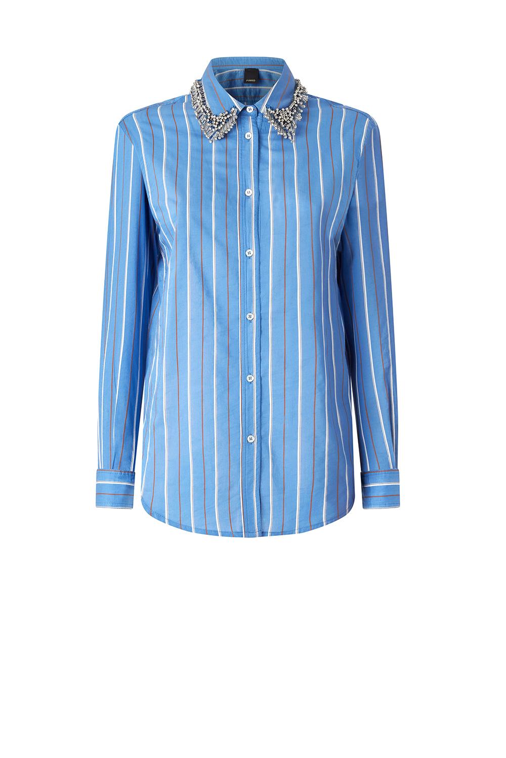 Pinko Camicia A Righe Continua Bluette Bianco Woman - 1