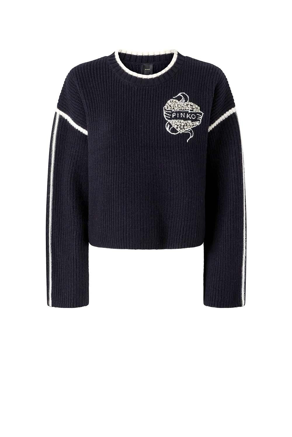  Pinko Maglione Alicudi Blu Bianco Woman - 1