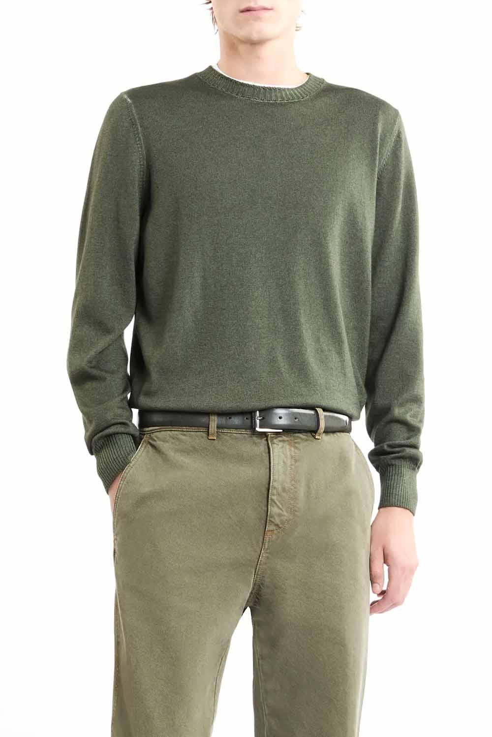  Fay Girocollo In Lana Verde Inglese Uomo - 4