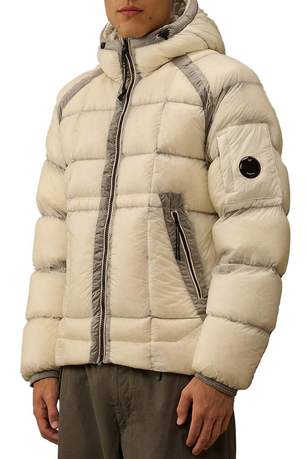  Cp Company Shell Hooded Down Puffer Jacket Gauze White Uomo - 2