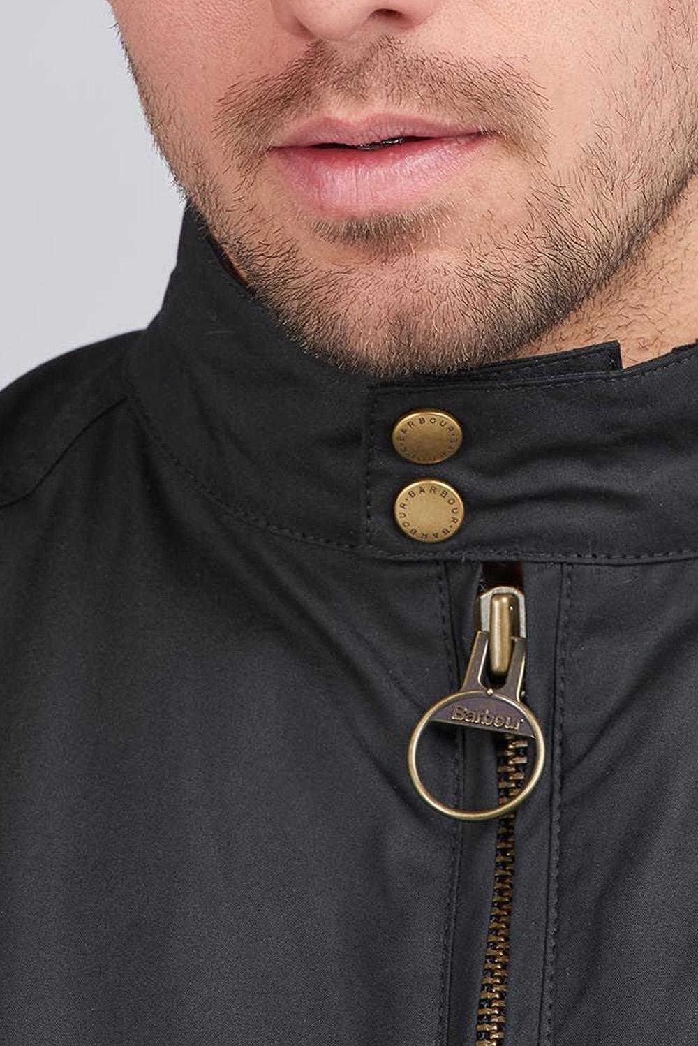  Barbour Merchant Wax Bomber Jacket Black Uomo - 4