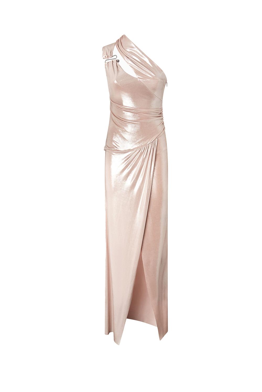  Pinko Abito Elegante Fringuello Nudo Argento Woman - 1