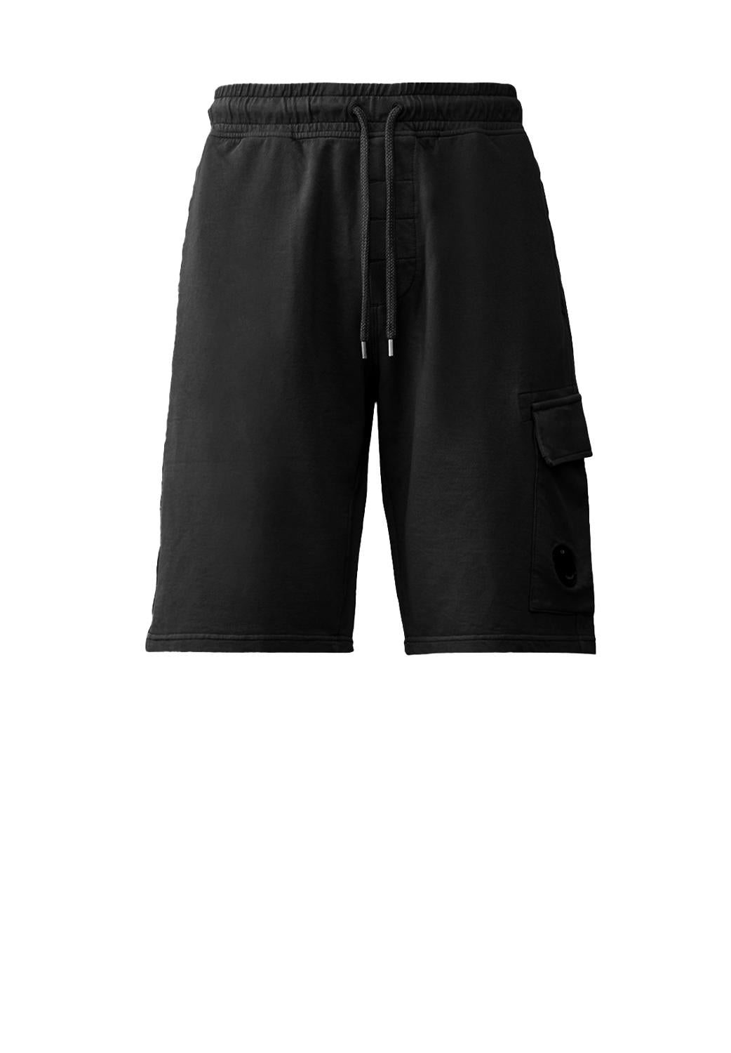  Cp Company Fleece Cargo Lens Shorts Black Uomo - 1