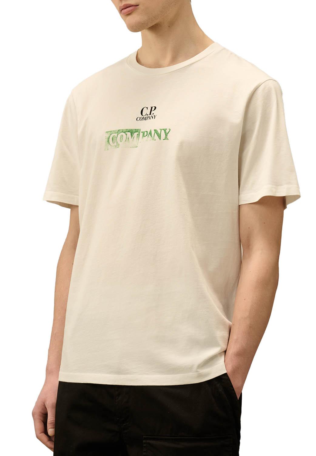  Cp Company 24/1 Jersey Logo T-shirt Gauze White Uomo - 2