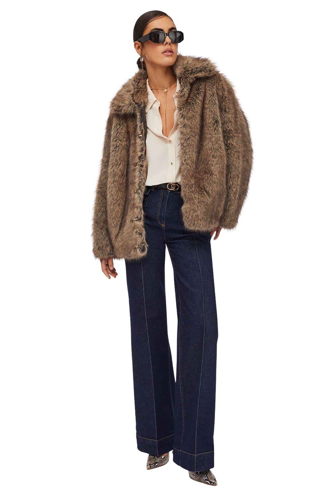  Liu Jo Giacca In Pelliccia Sintetica Marrone Brown Woman - 2