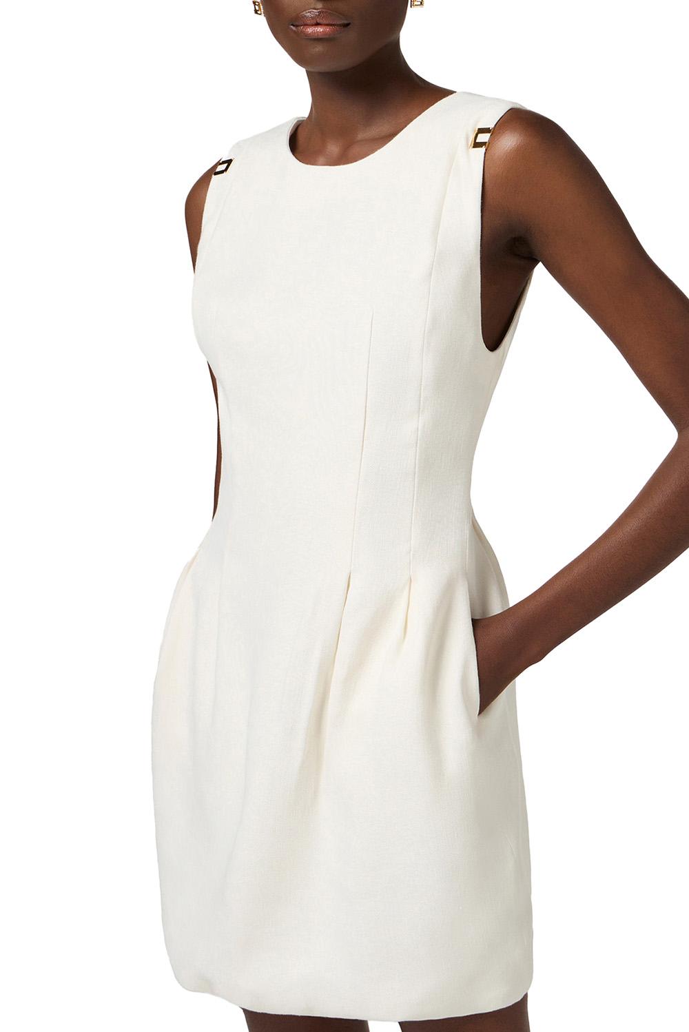  Elisabetta Franchi Abito In Gabardina Avorio Woman - 2