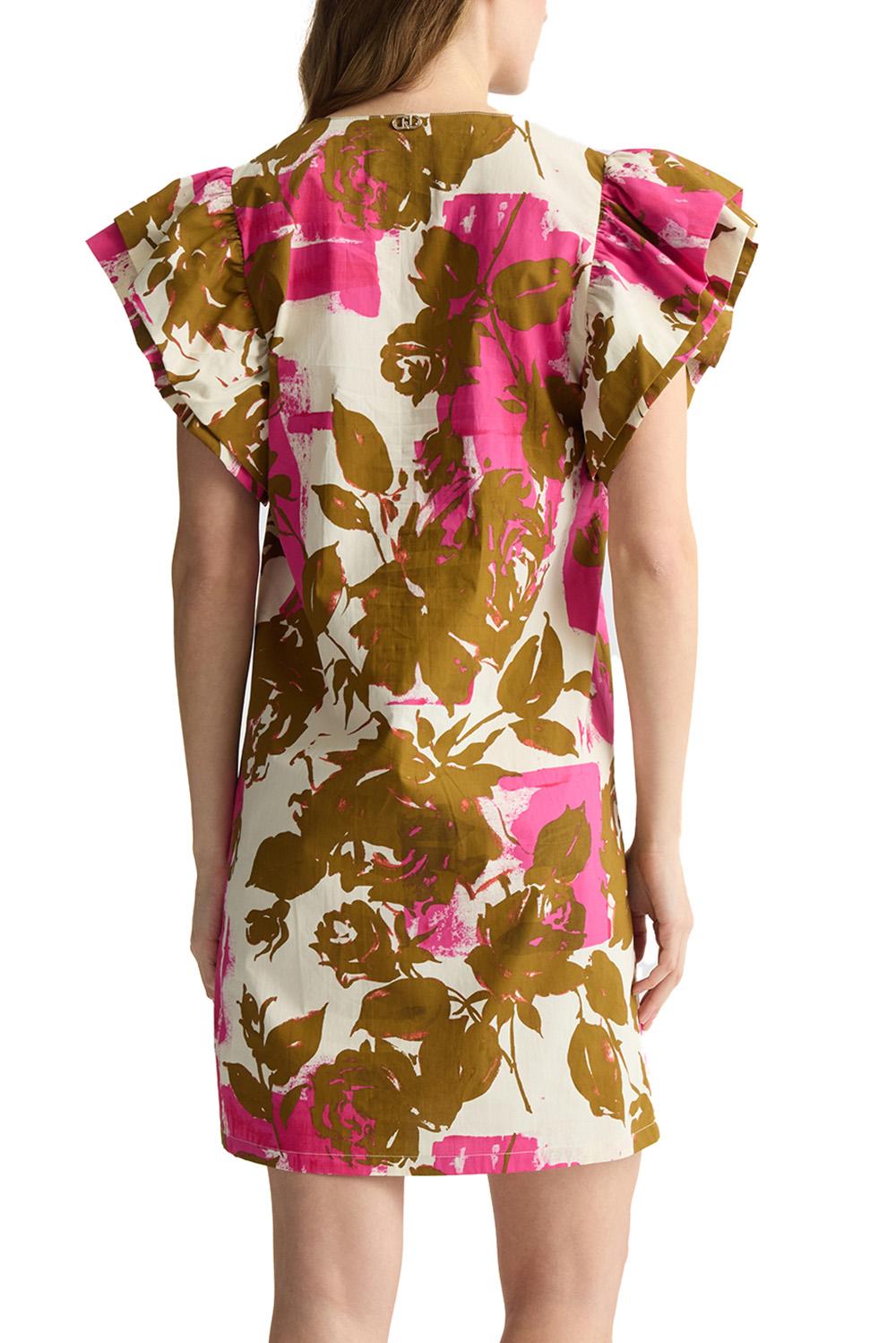  Liu Jo Abito Corto In Popeline Pink Flowers Woman - 5