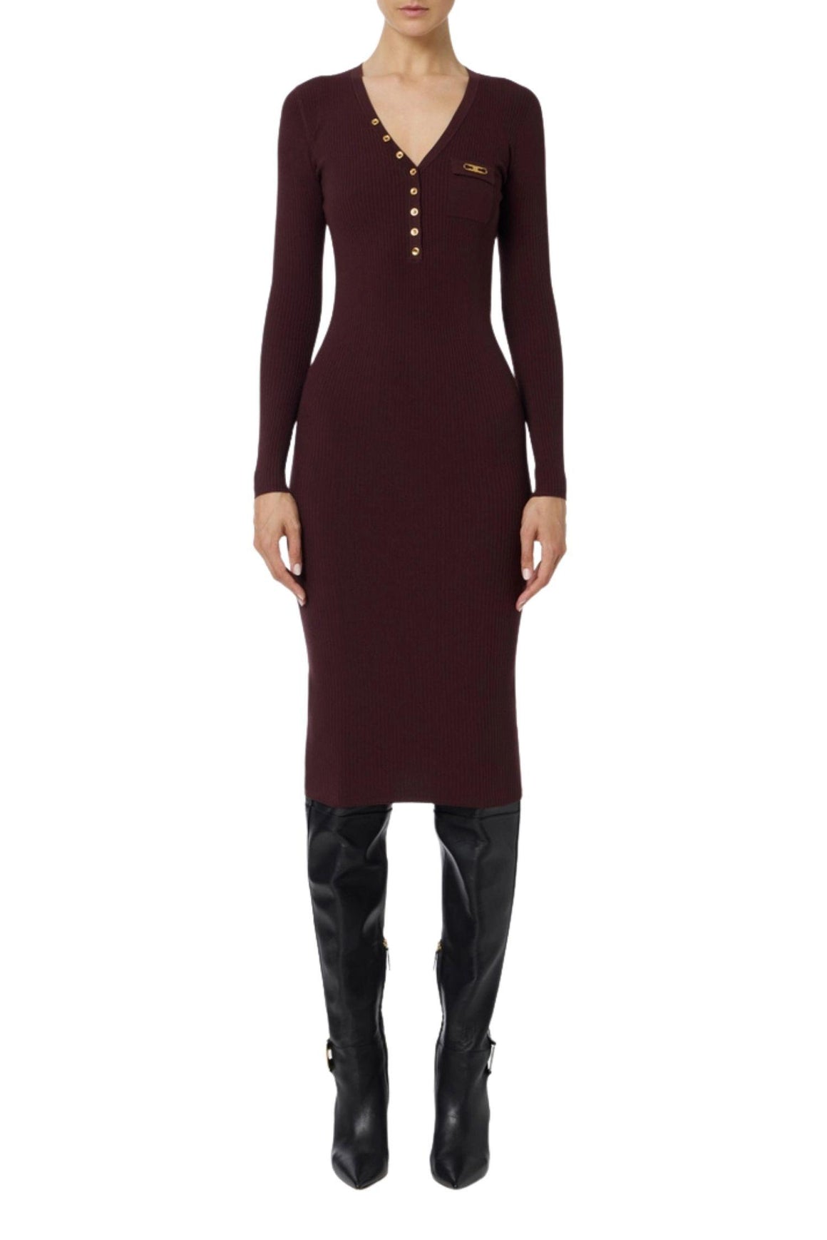  Elisabetta Franchi Abito In Maglia Merlot Woman - 2