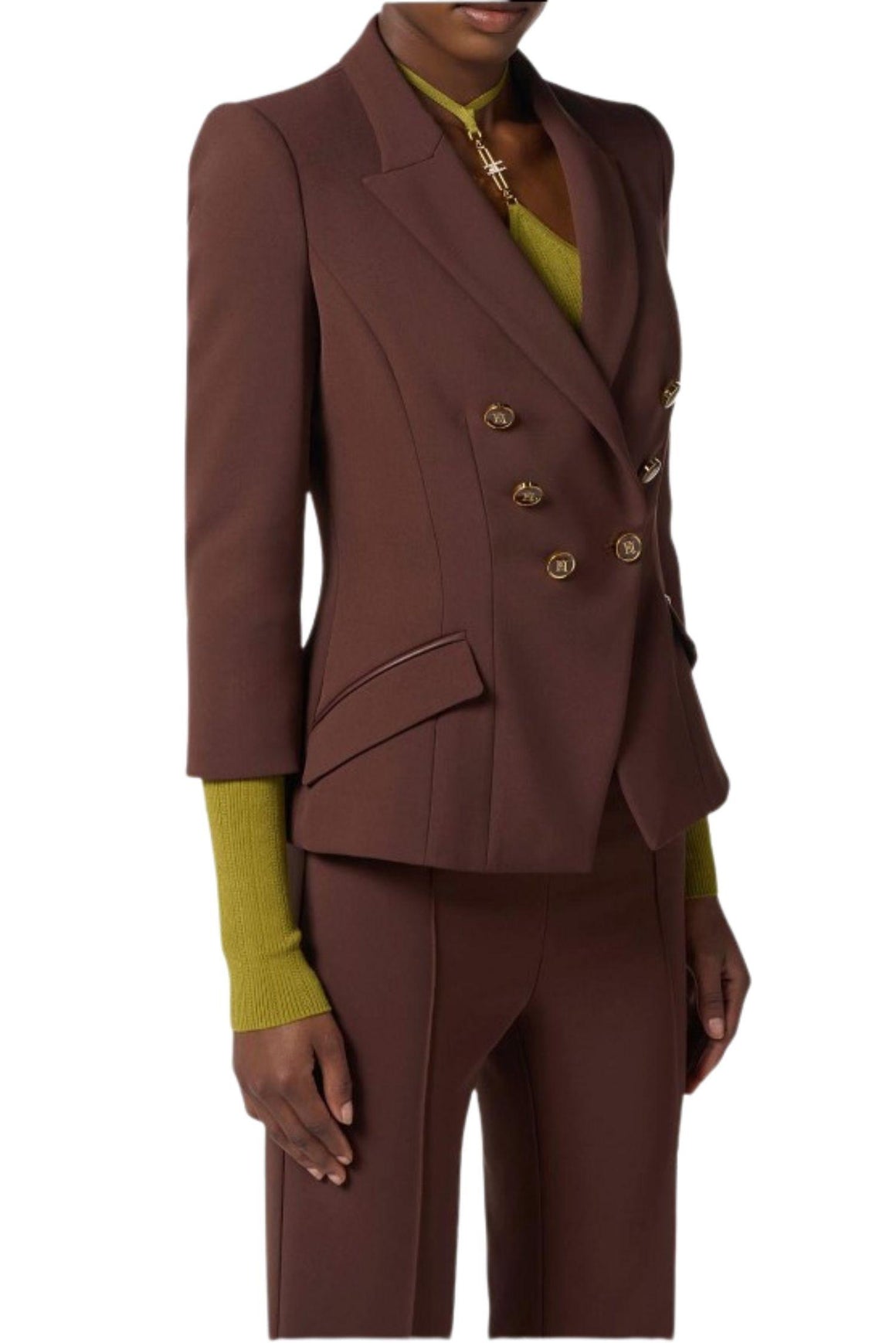  Elisabetta Franchi Giacca In Doppio Crèpe Colore Merlot Woman - 2