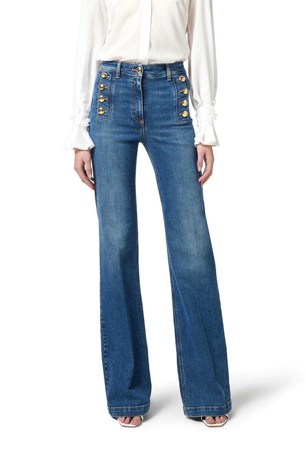  Elisabetta Franchi Jeans A Zampa Blue Vintage Woman - 2