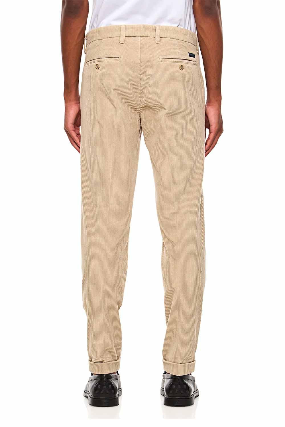  Fay Pantaloni Slim In Velluto Crema Uomo - 5