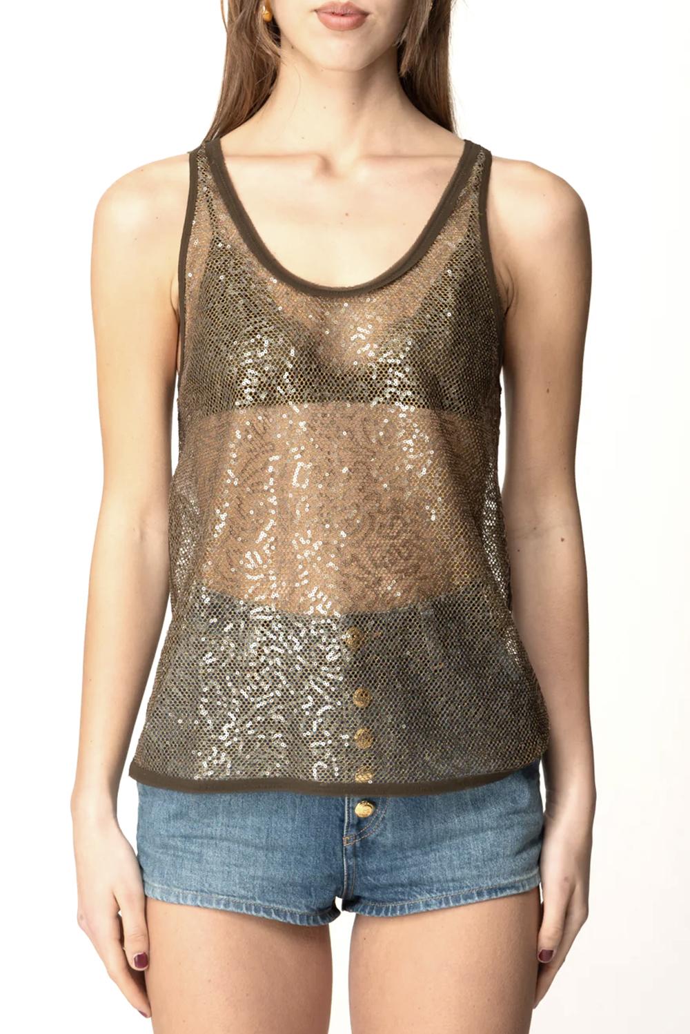  Pinko Top Canottiera Waiting Oliva Woman - 2