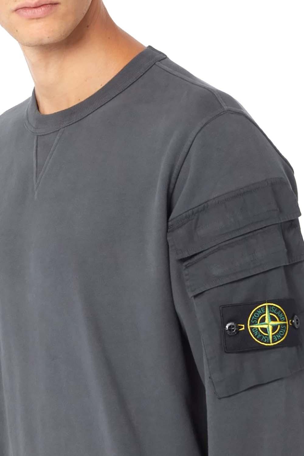  Stone Island Felpa Girocollo Grey Uomo - 3