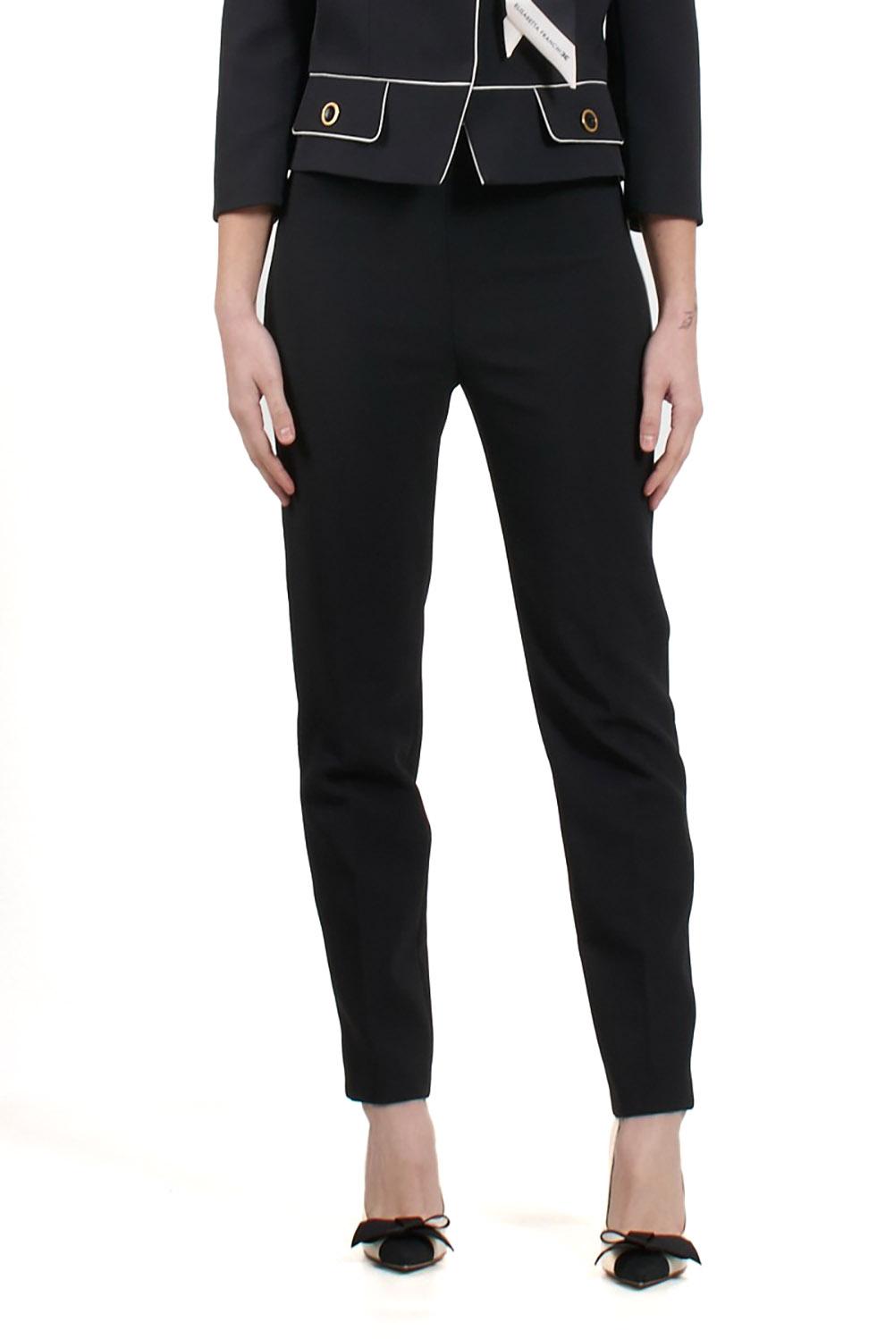  Elisabetta Franchi Pantaloni In Crêpe Nero Burro Woman - 2