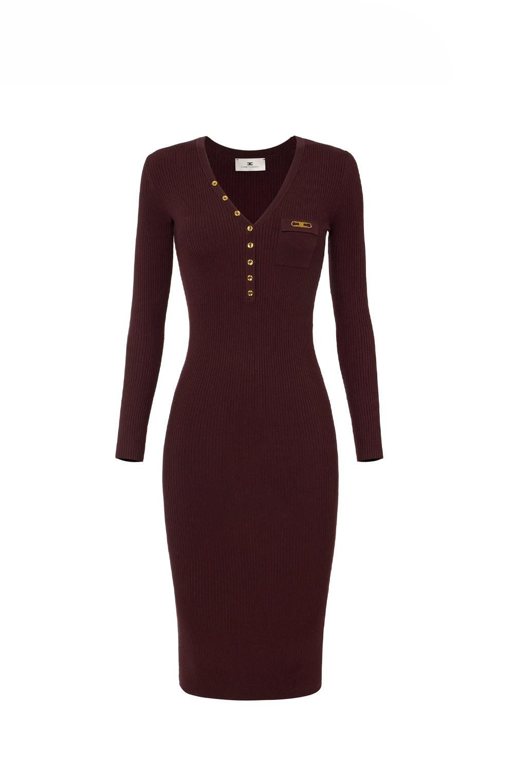  Elisabetta Franchi Abito In Maglia Merlot Woman - 1