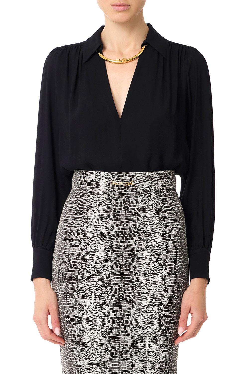  Elisabetta Franchi Camicia In Georgette Nero Woman - 2