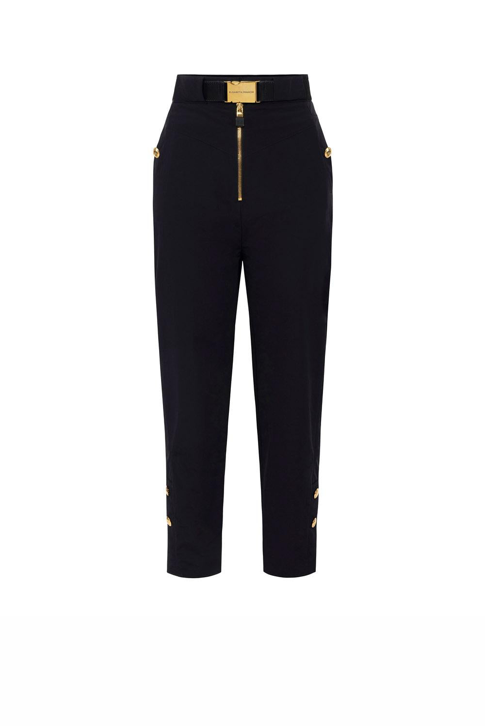  Elisabetta Franchi Pantaloni In Vela Tecnica Nero Woman - 1