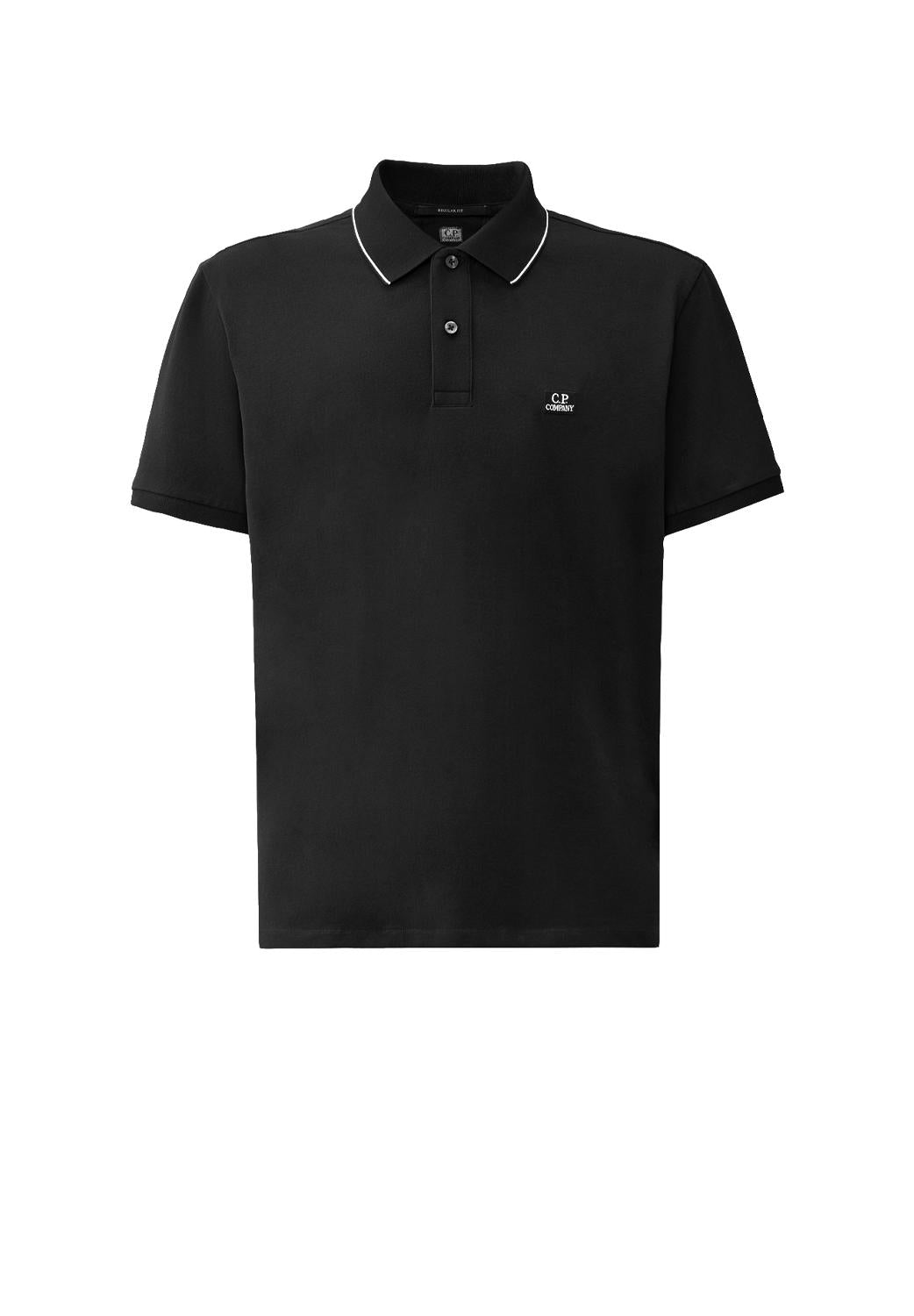  Cp Company Stretch Logo Polo Black Uomo - 1