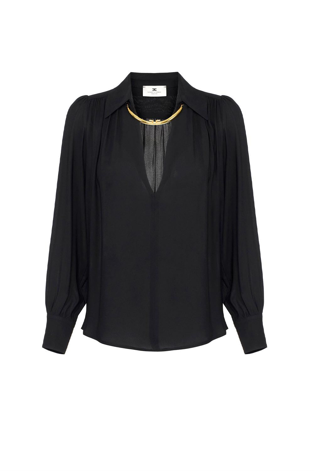  Elisabetta Franchi Camicia In Georgette Nero Woman - 1