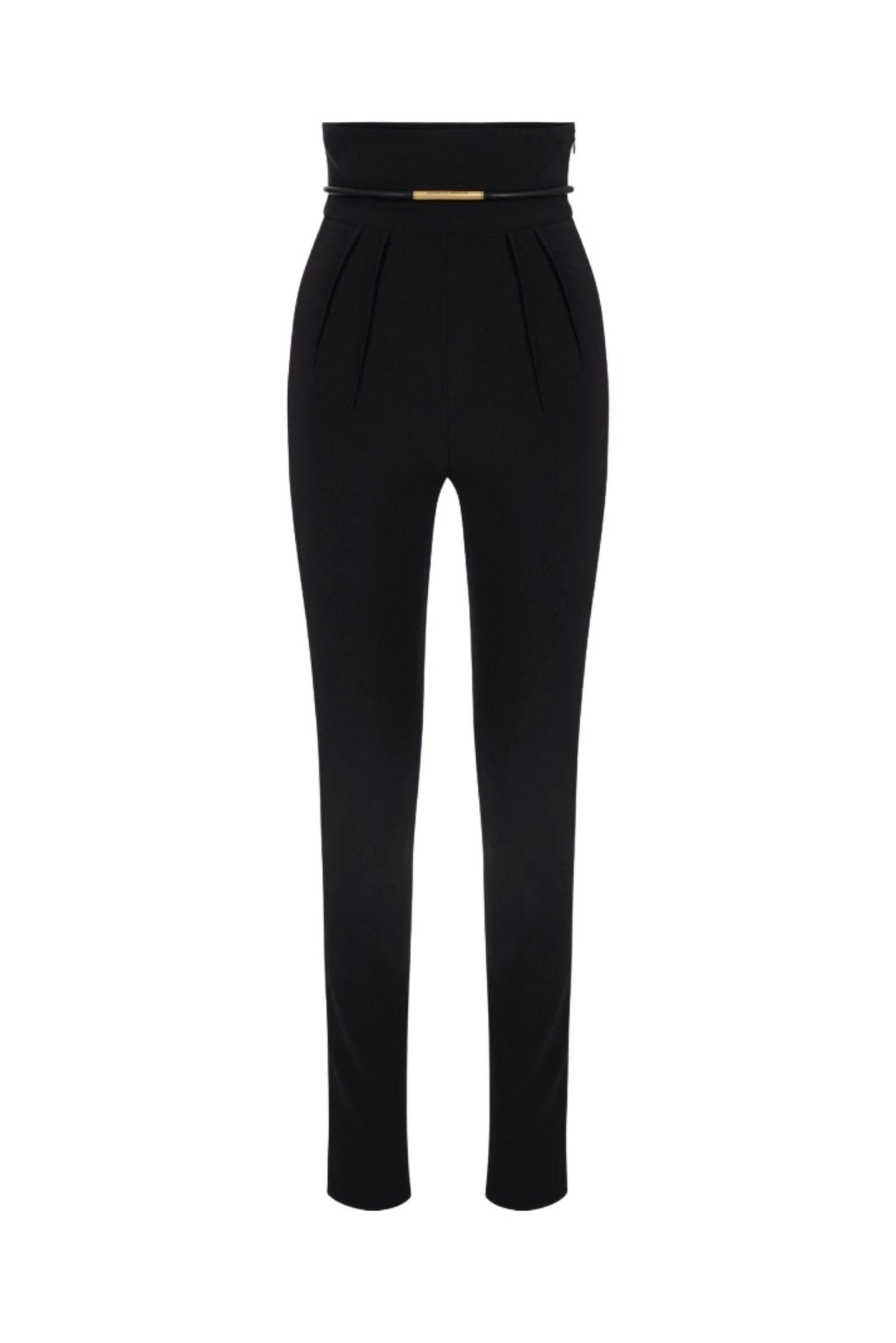 Elisabetta Franchi Pantaloni In Crêpe Leggero Colore Nero Con Cintura Woman - 1