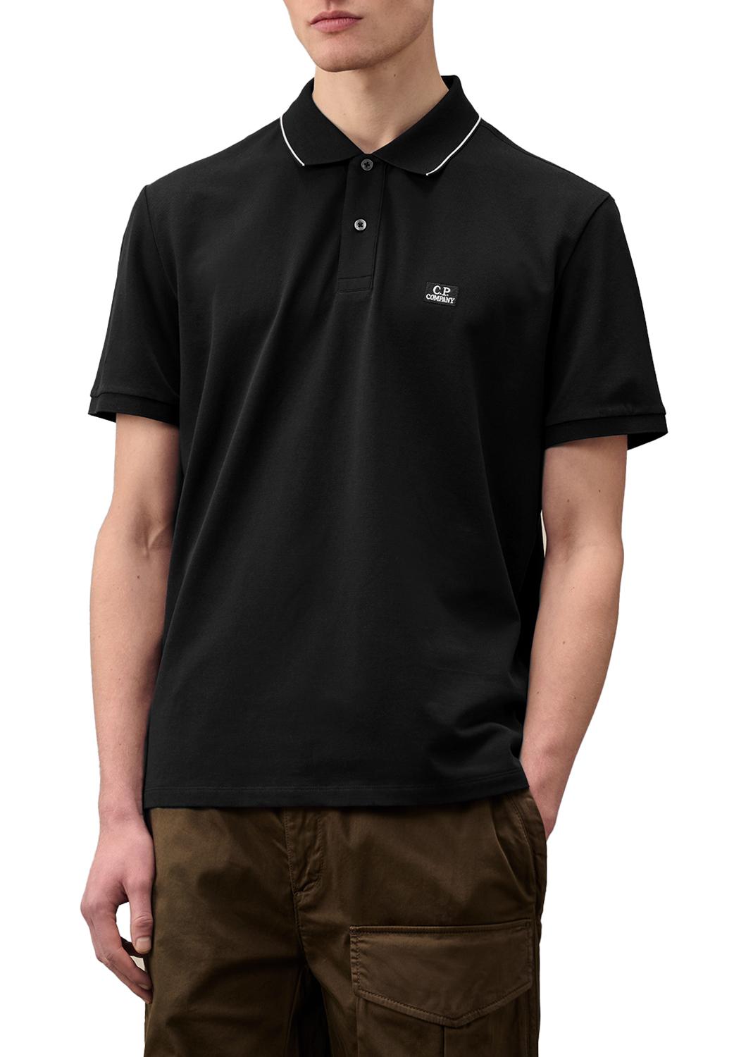  Cp Company Stretch Logo Polo Black Uomo - 2
