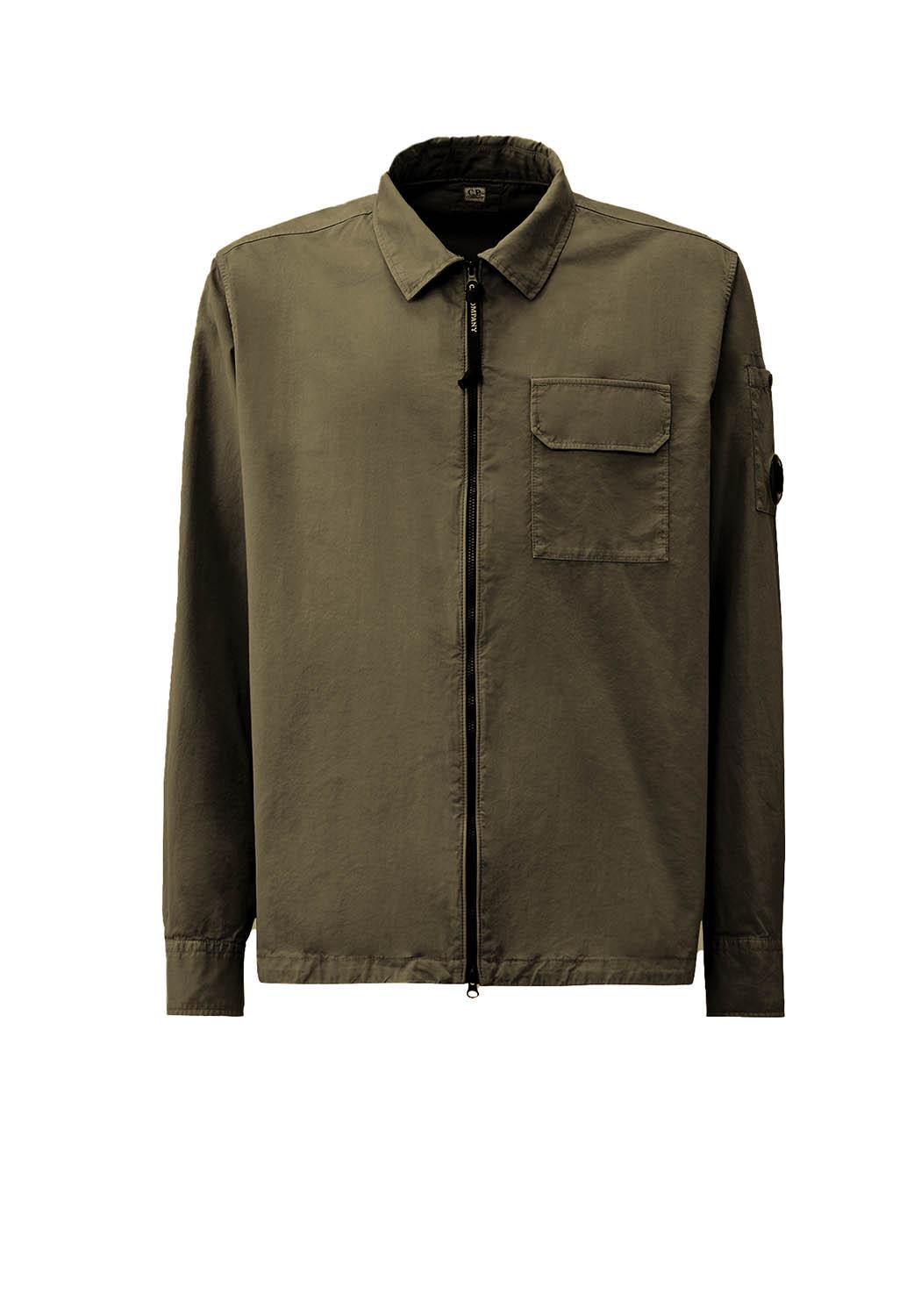  Cp Company Organic Gabardine Full Zip Vintage Khaki Uomo - 1