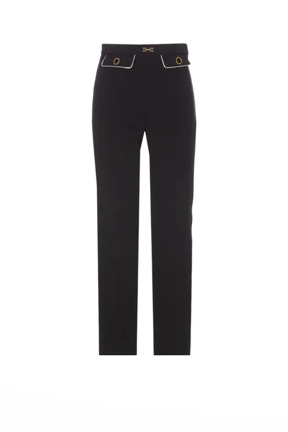  Elisabetta Franchi Pantaloni In Crêpe Nero Burro Woman - 1
