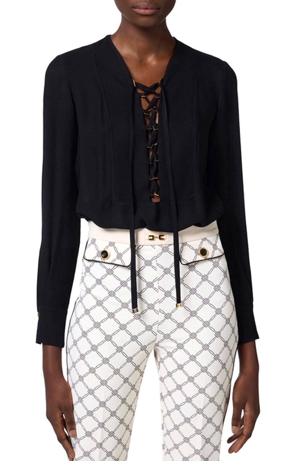  Elisabetta Franchi Blusa In Georgette Nero Woman - 2