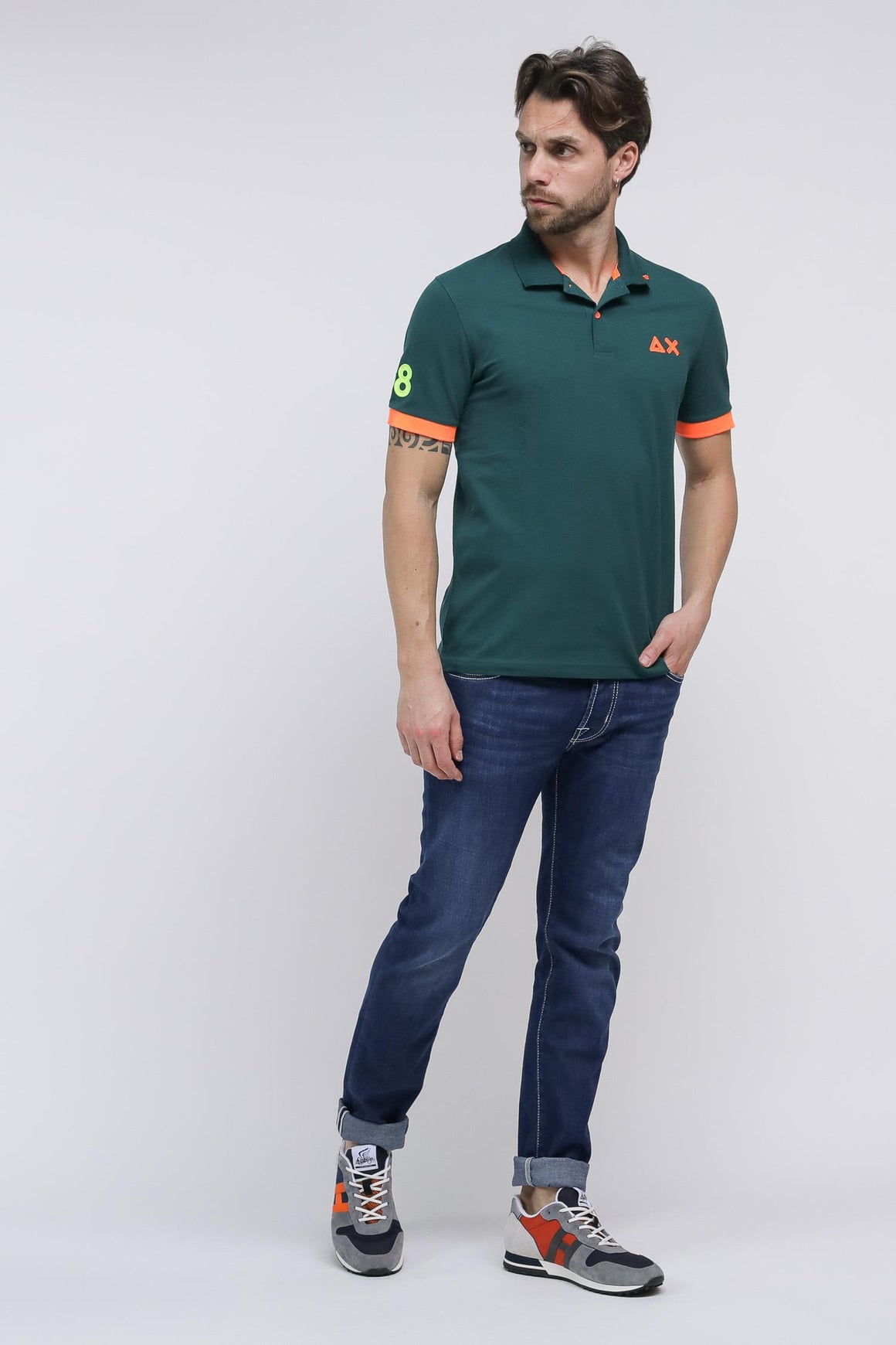  Sun 68 Polo Pique' Verde Uomo - 5