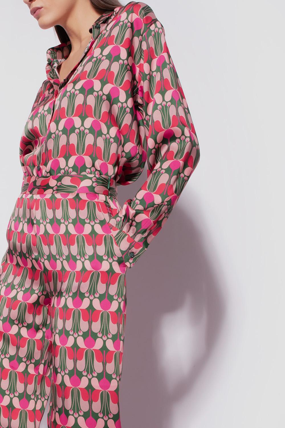  Pinko Camicia Twill Fiore Liberty Fuxia/verde Woman - 4