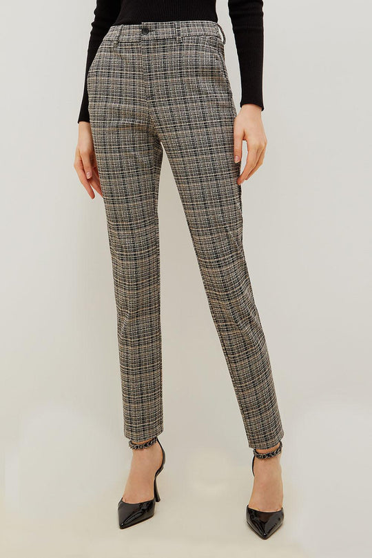 Check jacquard chino trousers