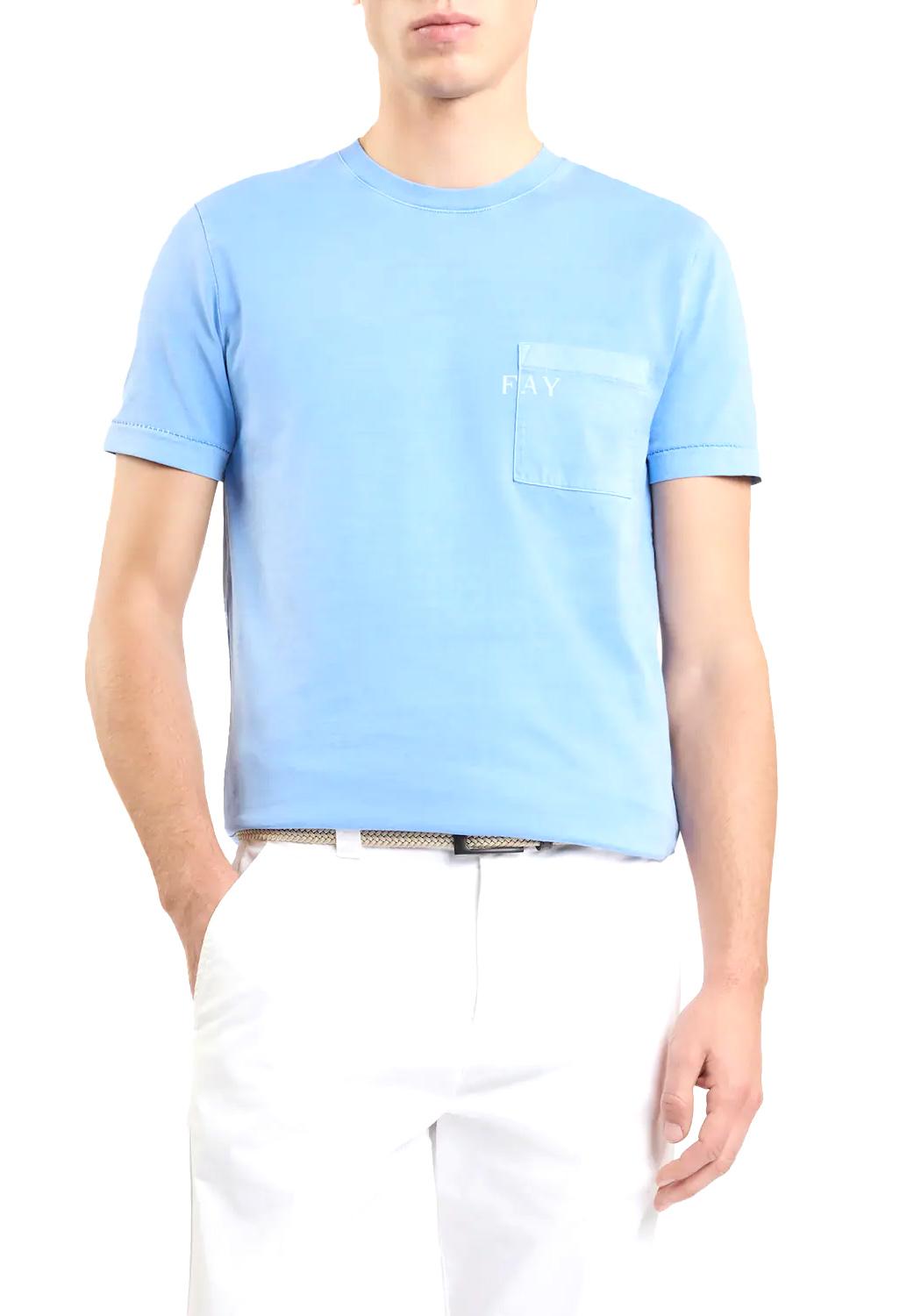  Fay T-shirt In Jersey Azzurro Uomo - 2