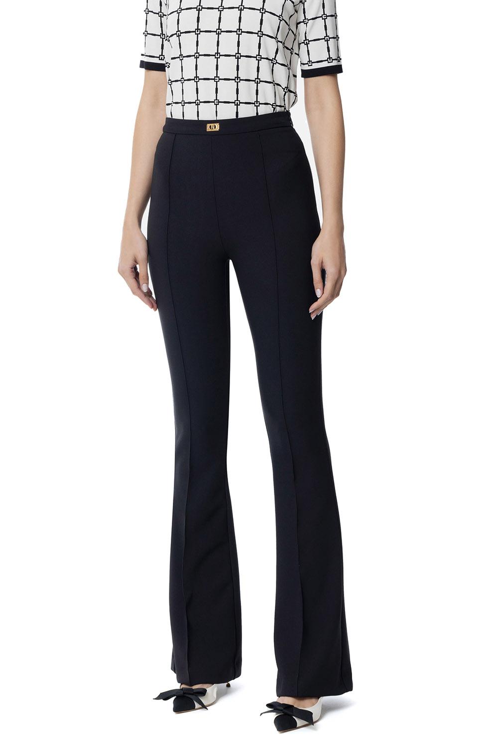  Elisabetta Franchi Pantaloni A Zampa Nero Woman - 2