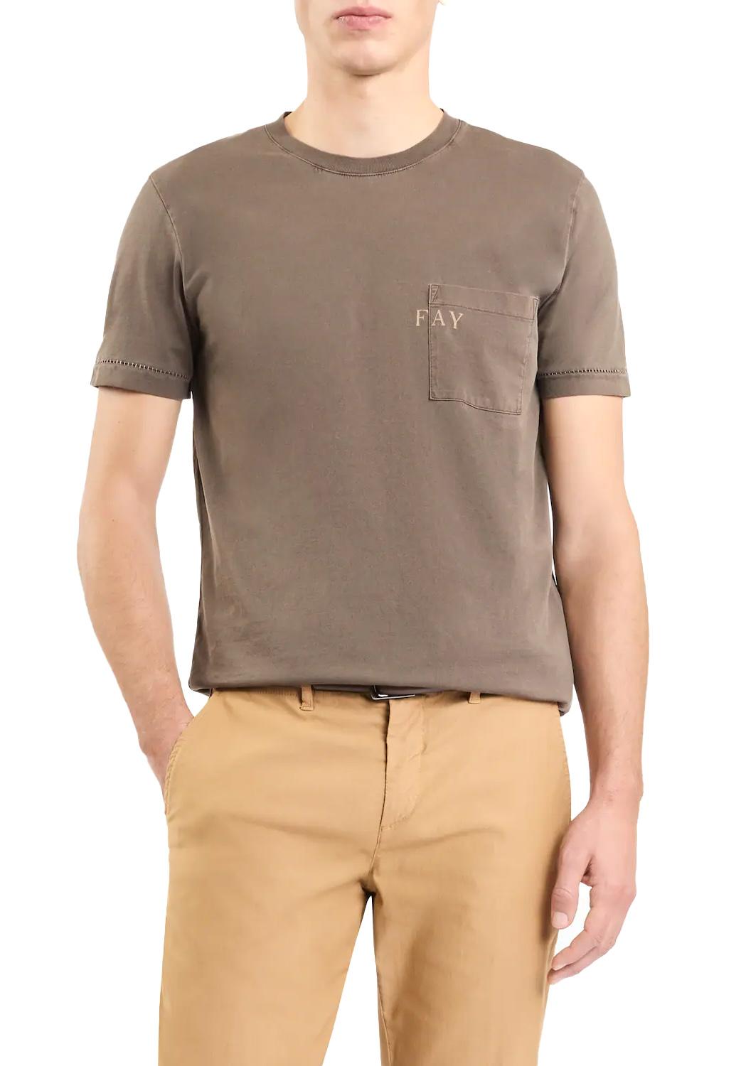  Fay T-shirt In Jersey<br/> Marrone Uomo - 2