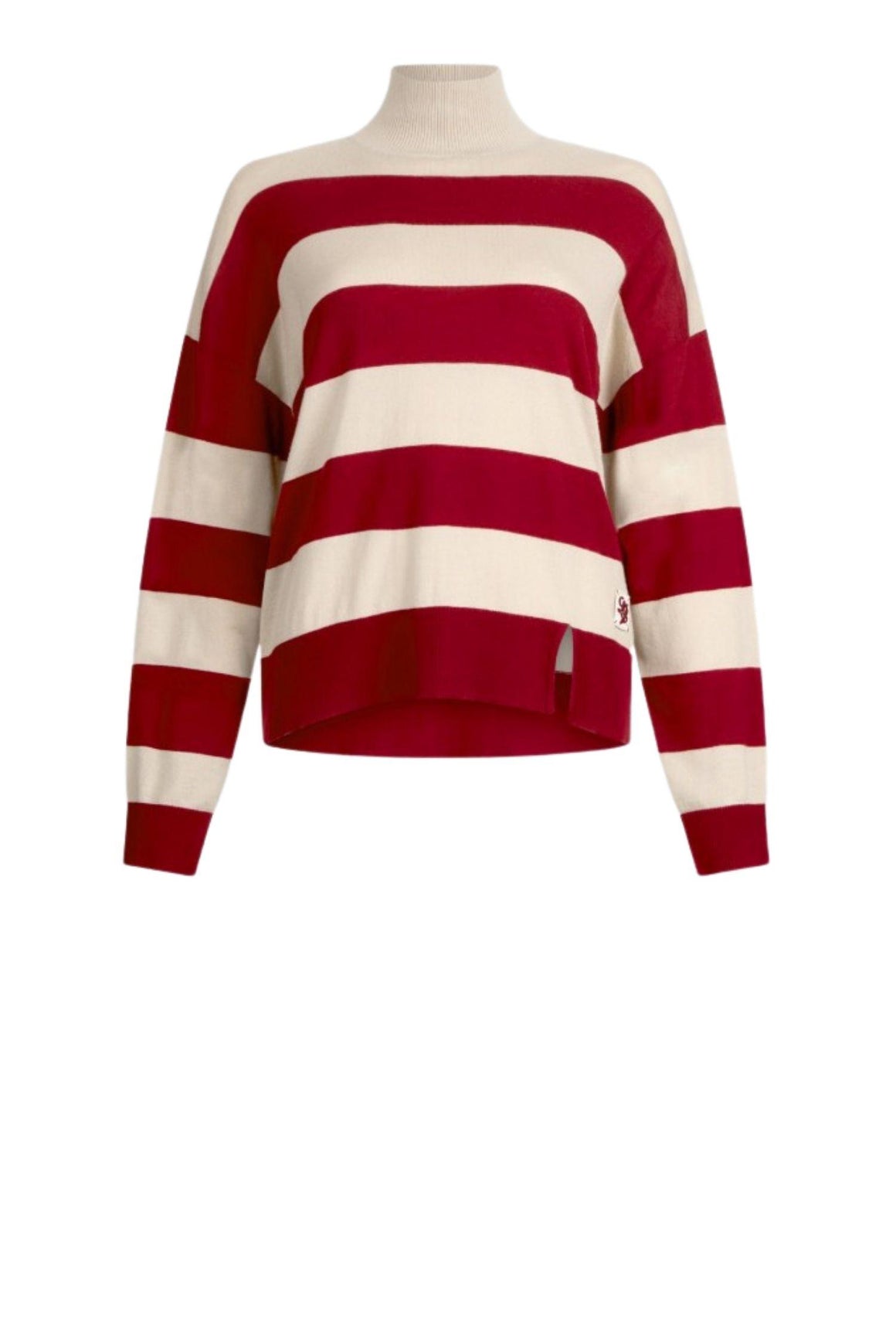  Liu Jo Lupetto A Righe In Misto Lana Rosso Pepper Beige Woman - 1