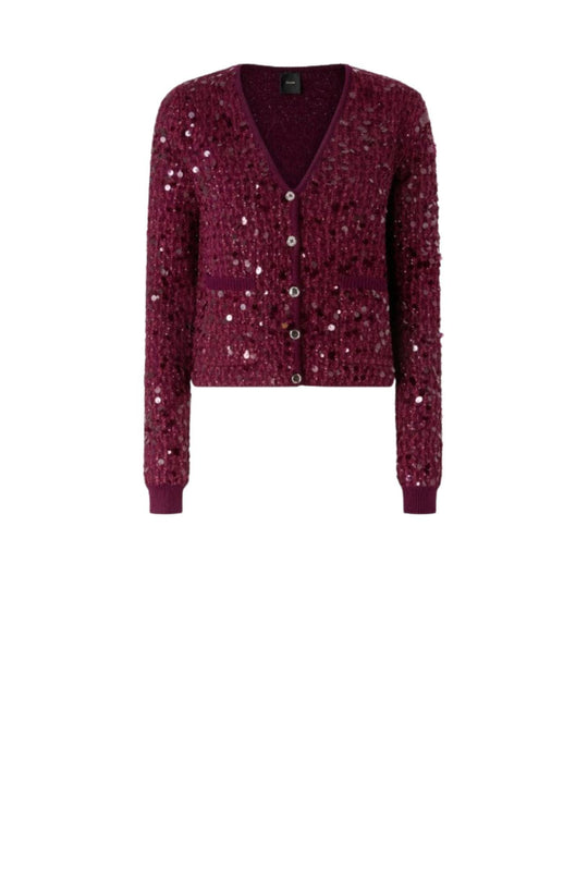 Cardigan con paillettes colore rosso