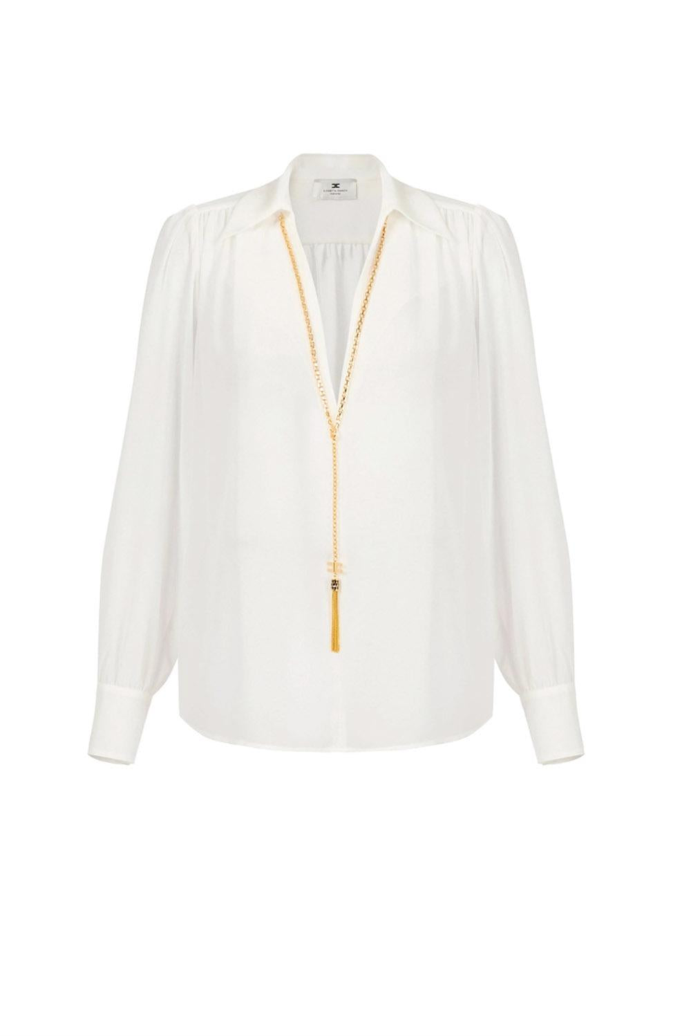  Elisabetta Franchi Camicia In Georgette Avorio Woman - 1