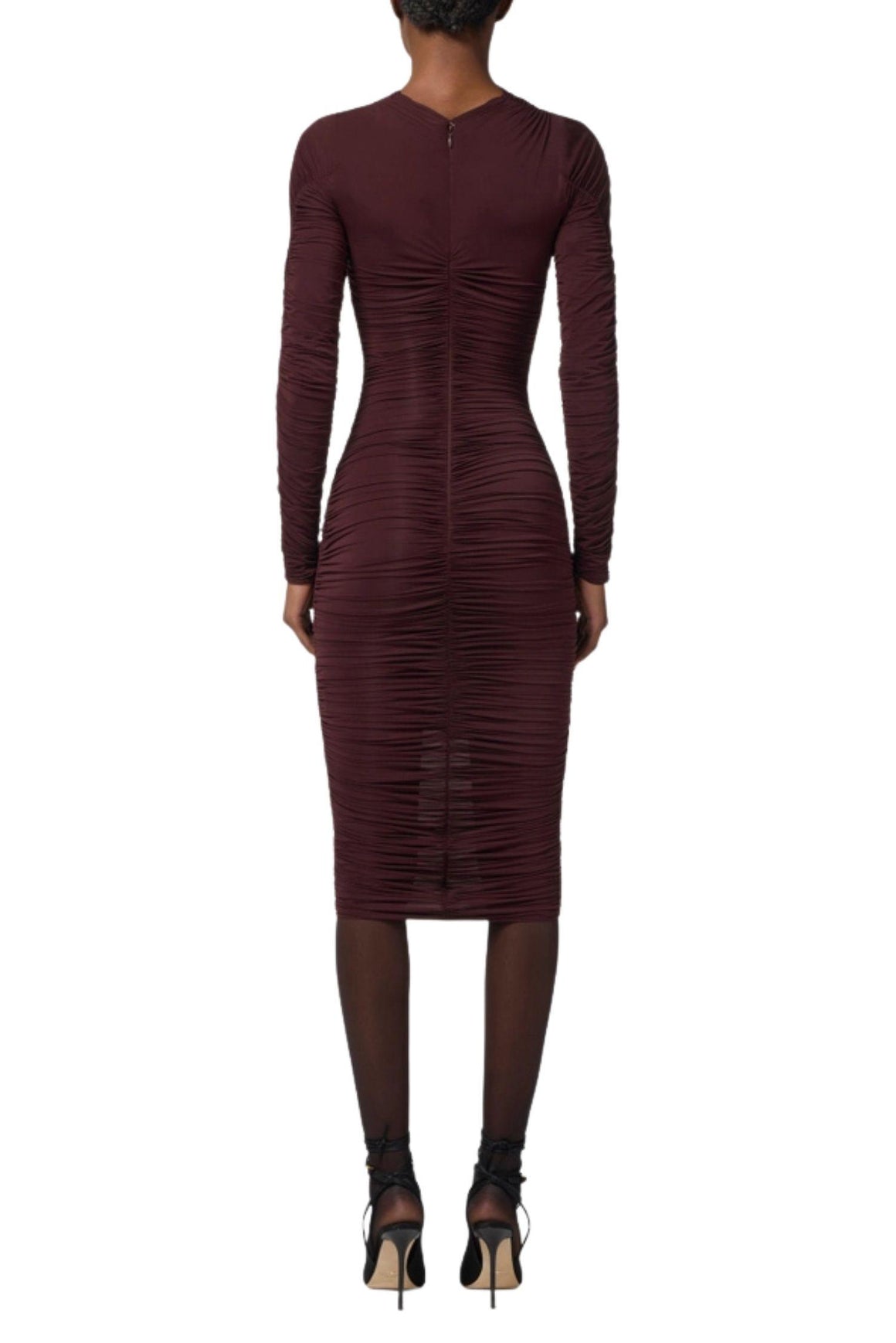  Elisabetta Franchi Abito In Jersey Con Drappeggi Merlot Woman - 3