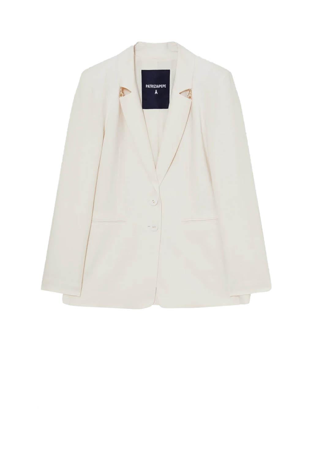  Patrizia Pepe Giacca In Lino Ivory Woman - 1