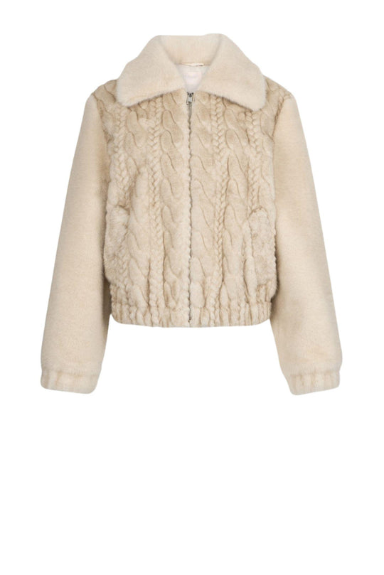 LIU JO Bomber in teddy con trecce beige