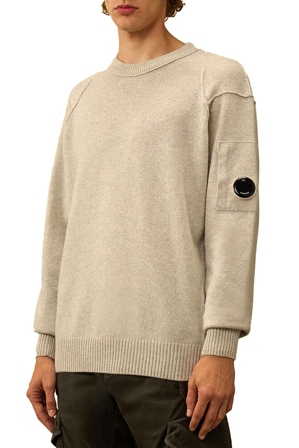  Cp Company Maglione Girocollo Off White Melange Uomo - 2