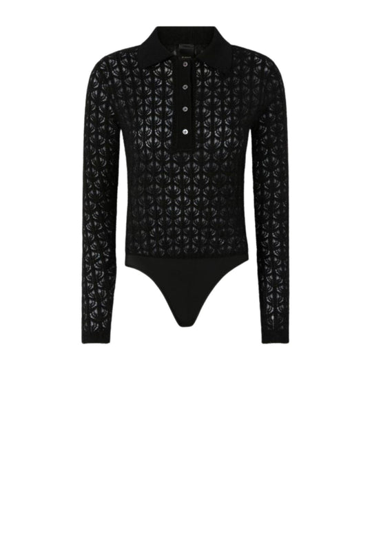 Maglia body in pizzo colre nero