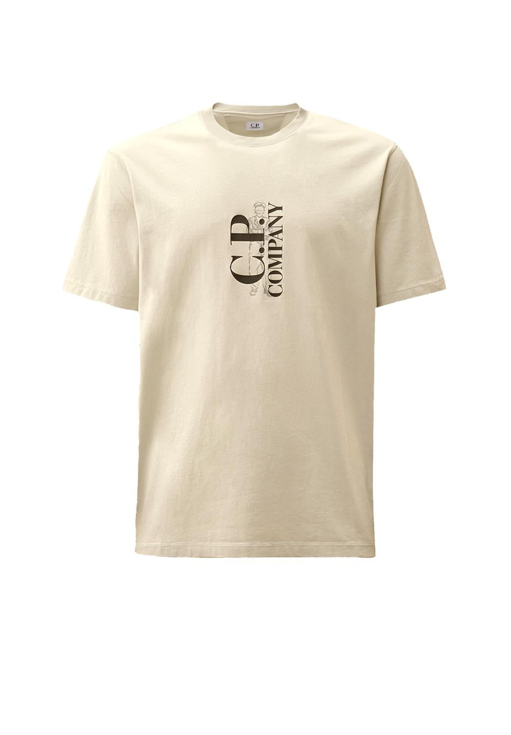  Cp Company Vertical Logo T-shirt Blue Fox Uomo - 1