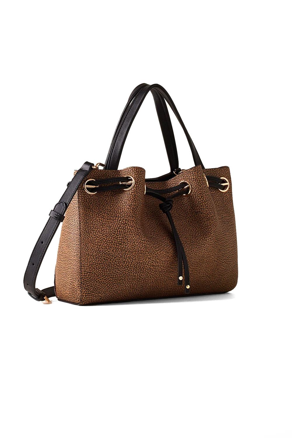  Borbonese Maree Shopper Medium Naturale Nero Woman - 2